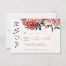Cartão de Resposta de Casamento com Arco e Laço de