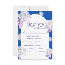 Cartão de Resposta de Casamento com Arco Floral Az