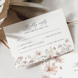Cartão de Resposta de Casamento com Bordadura Flor