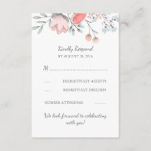 Cartão de Resposta de Casamento com Buquê Floral V