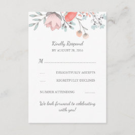 Cartão de Resposta de Casamento com Buquê Floral V