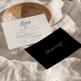 Cartão de Resposta de Casamento com Caligrafia Cap