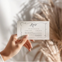 Cartão de Resposta de Casamento com Caligrafia Cap
