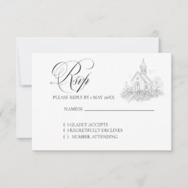 Cartão de Resposta de Casamento com Caligrafia de