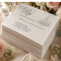 Cartão de Resposta de Casamento com Caligrafia de