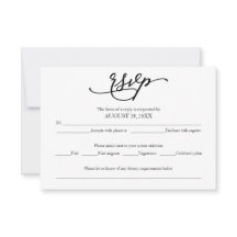 Cartão de Resposta de Casamento com Caligrafia Ele