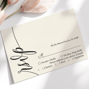 Cartão de Resposta de Casamento com Caligrafia Ele