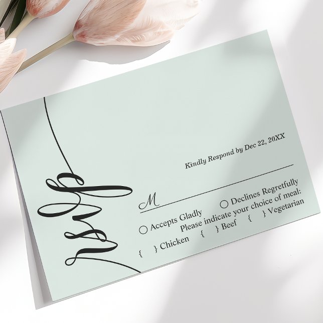 Cartão de Resposta de Casamento com Caligrafia Ele (Criador carregado)