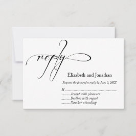 Cartão de Resposta de Casamento com Caligrafia Pre