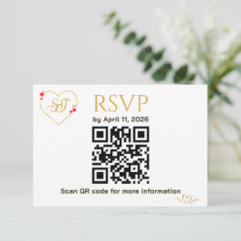 Cartão de Resposta de Casamento com Código QR Cora