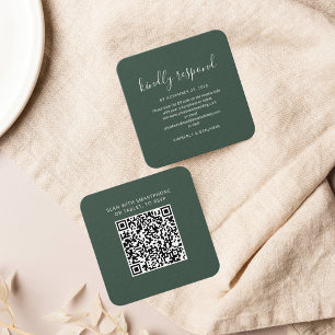 Cartão de Resposta de Casamento com Código QR Eleg