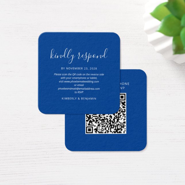 Cartão de Resposta de Casamento com Código QR Eleg (Mesa)