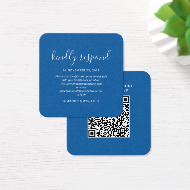 Cartão de Resposta de Casamento com Código QR Eleg (Mesa)