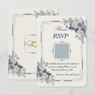 Cartão de Resposta de Casamento com Código QR Flor