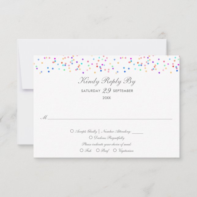 Cartão de Resposta de Casamento com Confetes de Ar (Frente)