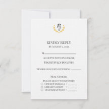 Cartão de Resposta de Casamento com Crista de Cava