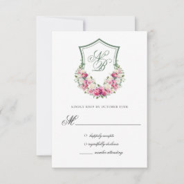 Cartão de Resposta de Casamento com Crista Floral