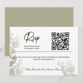 Cartão de Resposta de Casamento com Eucalipto em A