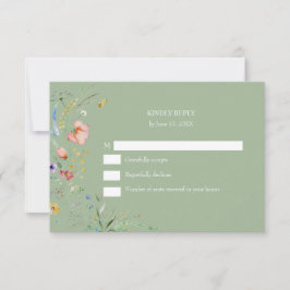 Cartão de Resposta de Casamento com Flor Silvestre
