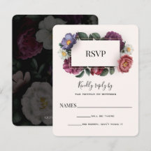Cartão de Resposta de Casamento com Florais Modern