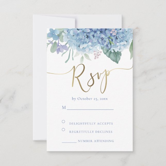 cartão de resposta de casamento com flores de hort (Frente)