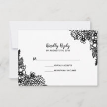 Cartão de Resposta de Casamento com Flores Silvest