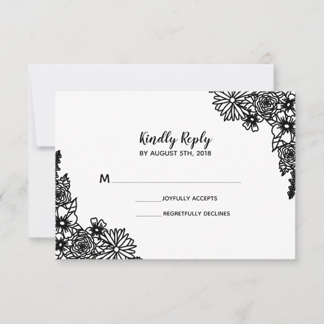 Cartão de Resposta de Casamento com Flores Silvest (Frente)
