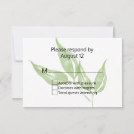 Cartão de Resposta de Casamento com Folhagem Verde