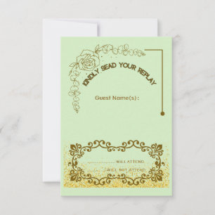 Cartão de Resposta de Casamento com Folhagens Flor