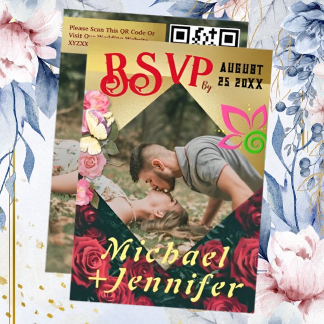 Cartão de Resposta de Casamento com Foto Personali (Criador carregado)