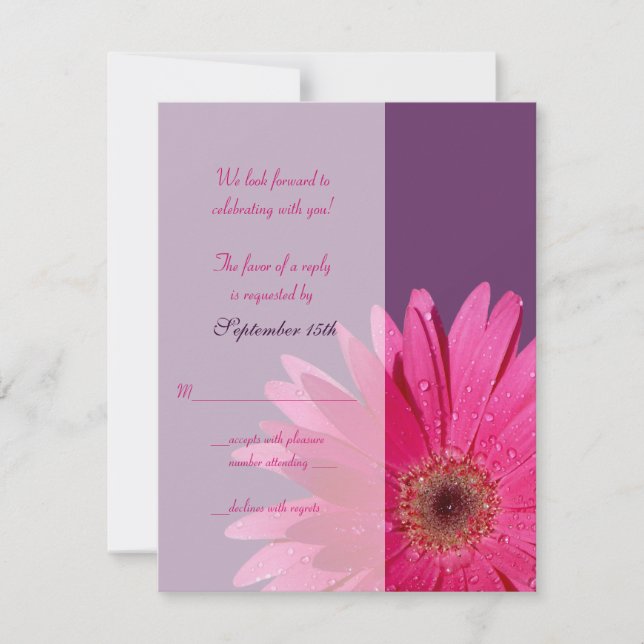 Cartão de Resposta de Casamento com Gerbera Amarel (Frente)