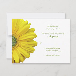 Cartão de Resposta de Casamento com Gerbera Amarel