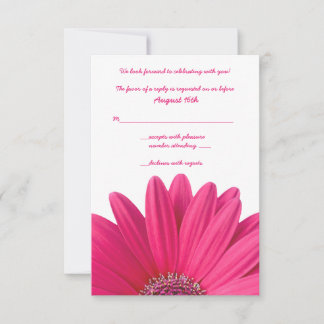 Cartão de Resposta de Casamento com Gerbera Rosa