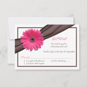 Cartão de Resposta de Casamento com Gerbera Rosa e