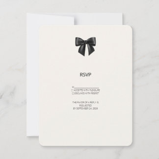 Cartão de Resposta de Casamento com Laço de Fita P