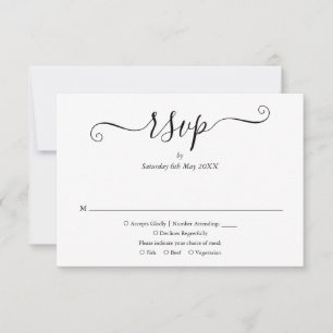 Cartão de Resposta de Casamento com Letra Elegante