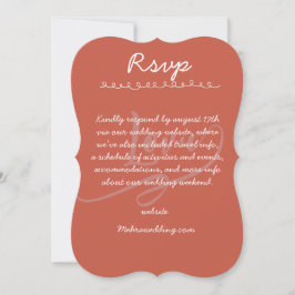 Cartão de Resposta de Casamento com Letra Manuscri