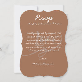 Cartão de Resposta de Casamento com Letra Manuscri