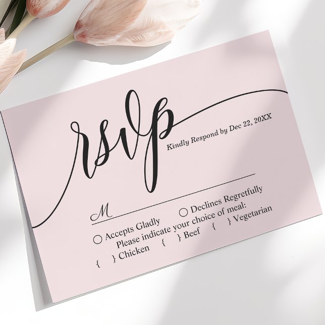 Cartão de Resposta de Casamento com Letra Simples  (Criador carregado)