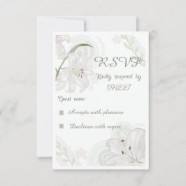 Cartão de resposta de casamento com lírio branco d