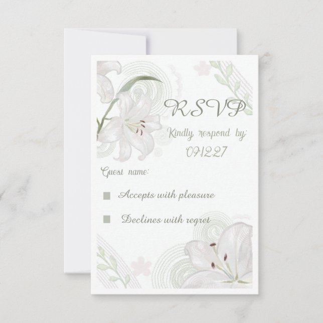 Cartão de resposta de casamento com lírio branco d (Frente)