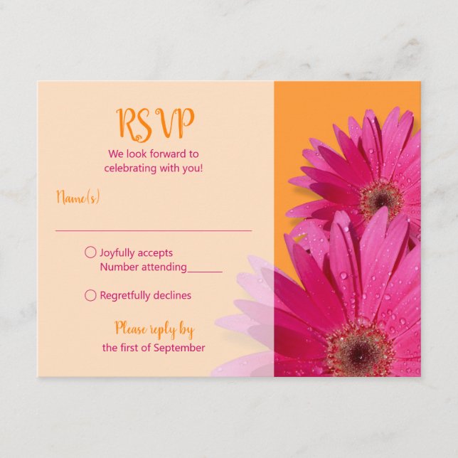 Cartão de Resposta de Casamento com Margarida Gerb (Frente)