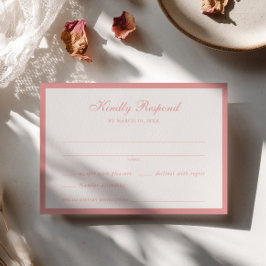 Cartão de Resposta de Casamento com Moldura Rosa S