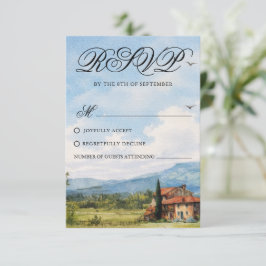 Cartão de Resposta de Casamento com Paisagem da Ca
