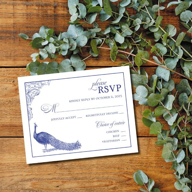 Cartão de Resposta de Casamento com Pavão (Criador carregado)