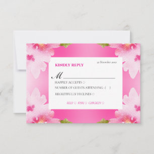Cartão de Resposta de Casamento com Pétalas Rosas