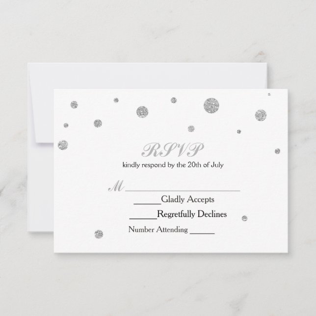 Cartão de Resposta de Casamento com Pontos Brilhan (Frente)