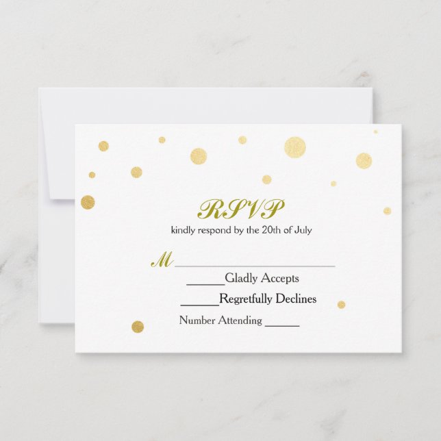 Cartão de Resposta de Casamento com Pontos de Folh (Frente)