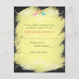 Cartão de Resposta de Casamento com Quadro-Negro d