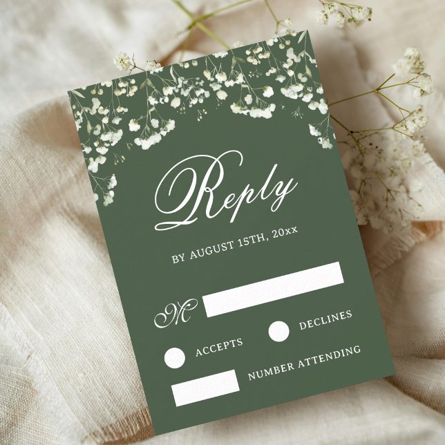 Cartão de Resposta de Casamento com Reseda Verde e (Criador carregado)